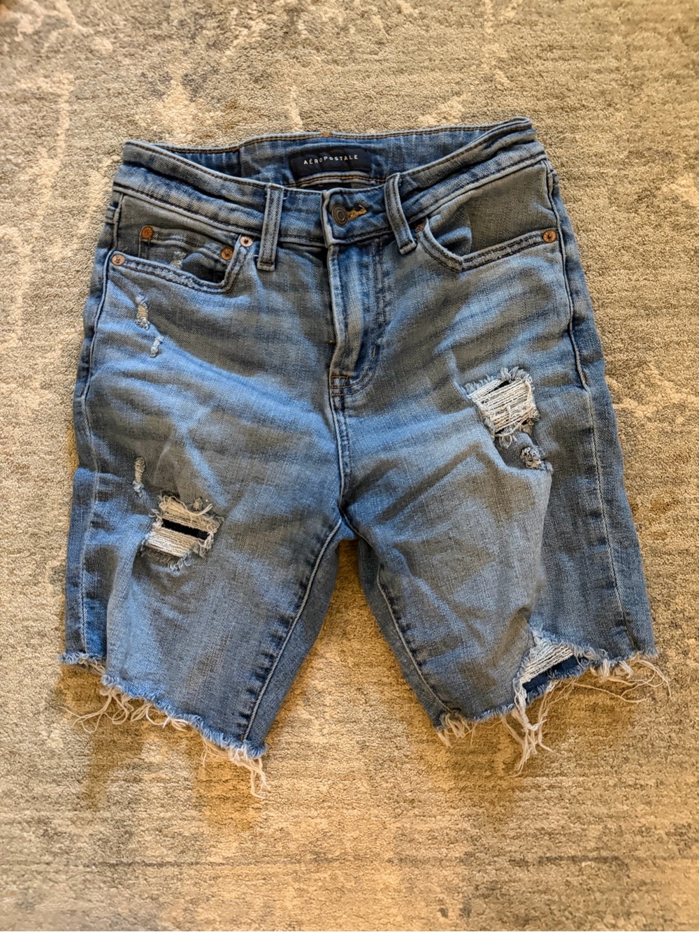 Aeropostale Men’s Light Blue Distressed Denim Shorts